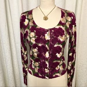 Beautiful Raspberry Floral and lace cardigan.